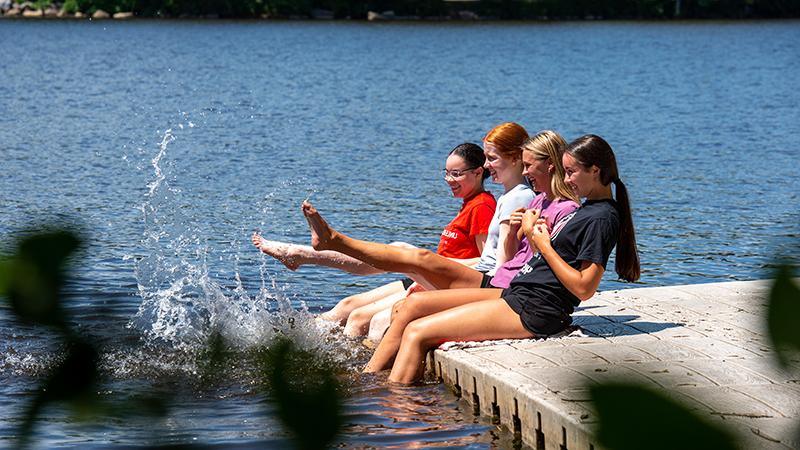 Splashing feet in river